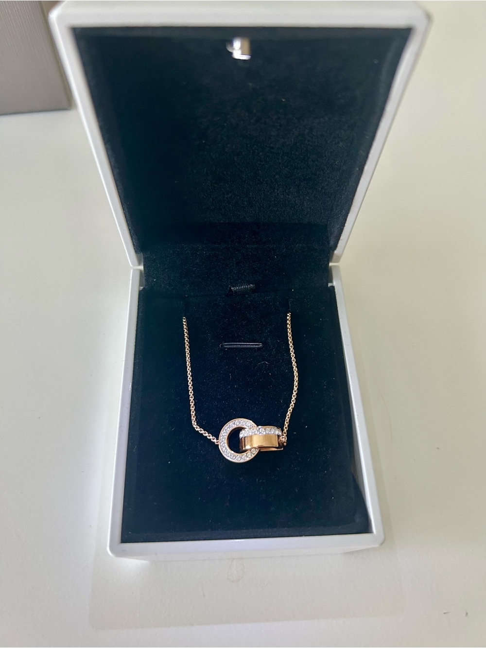 Swarovski Hollow Rose Gold Interlocking Circles Slider Bracelet